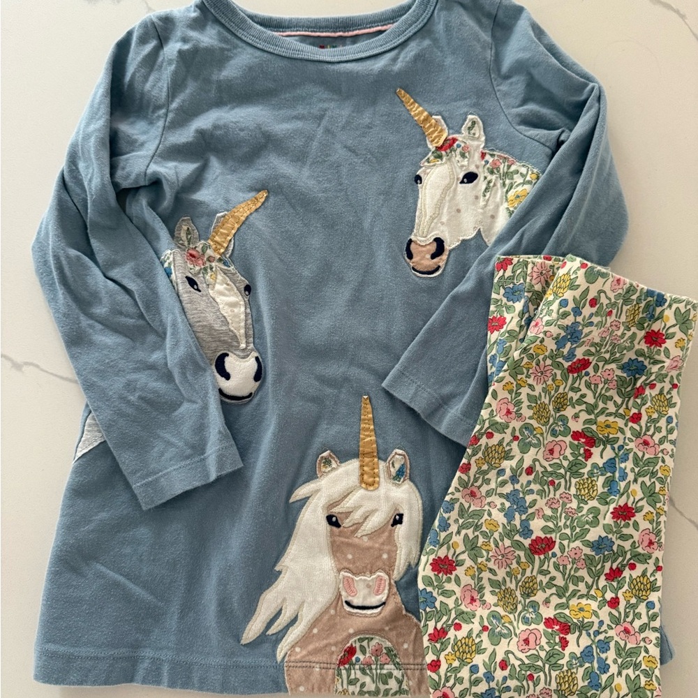Boden Tunic/Leggings Set - Floral Unicorns